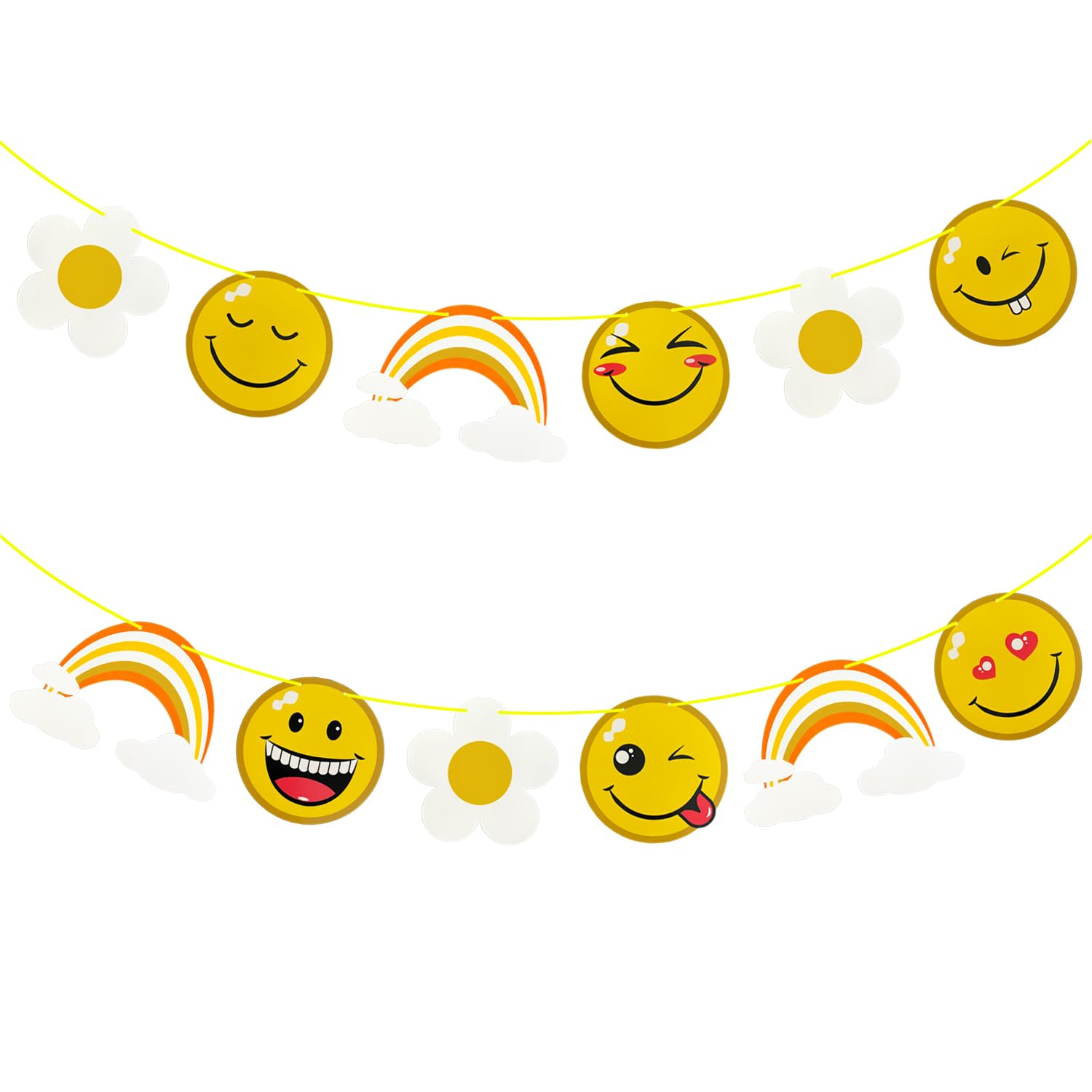 Smiley World Wimpelkette - 3,3m Bunte Girlande Mit Emojis Für Kindergeburtstage & Partys