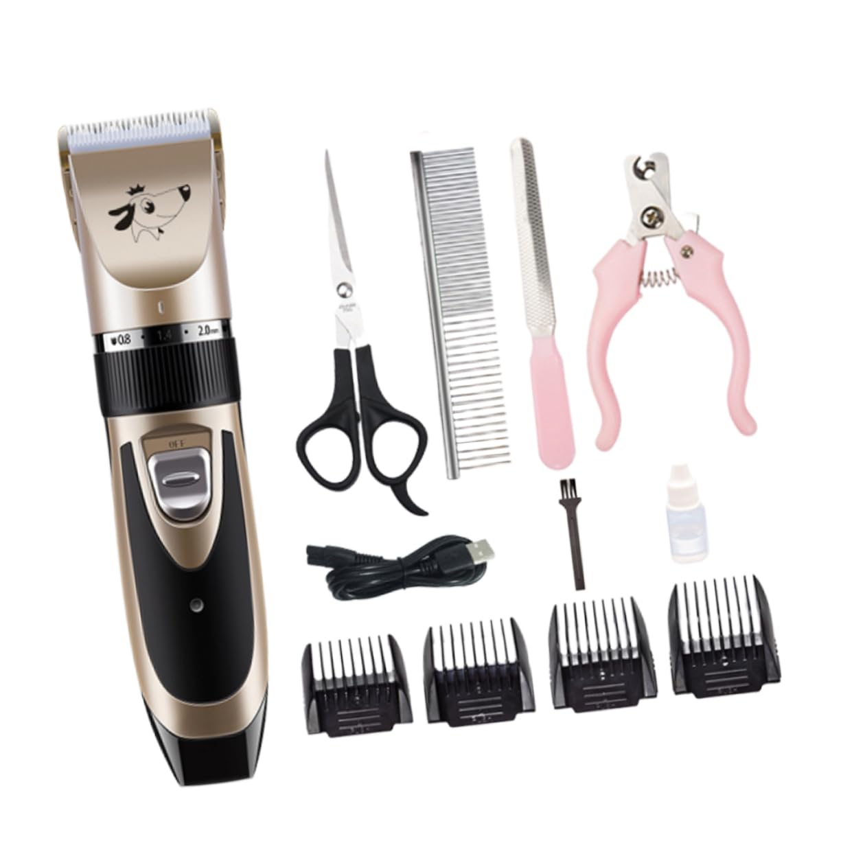 SEWOART 4Pcs Electric Pet Hair Trimmer with Low Noise Design USB Rechargeable Dog Cat Clipper Lightweight Grooming Tool with Accessories for Easy Pet Grooming at Home