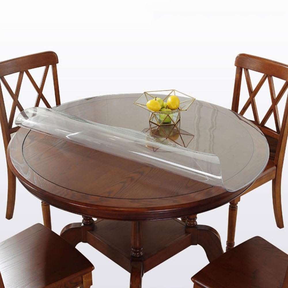 Clear Round Table Protector Clear Desk Cover Protector for Coffee Table Clear Vinyl Table Top Protector 1.5mm Thick Oil Spill PVC Round Table Pads(Transparent,18 Inch)