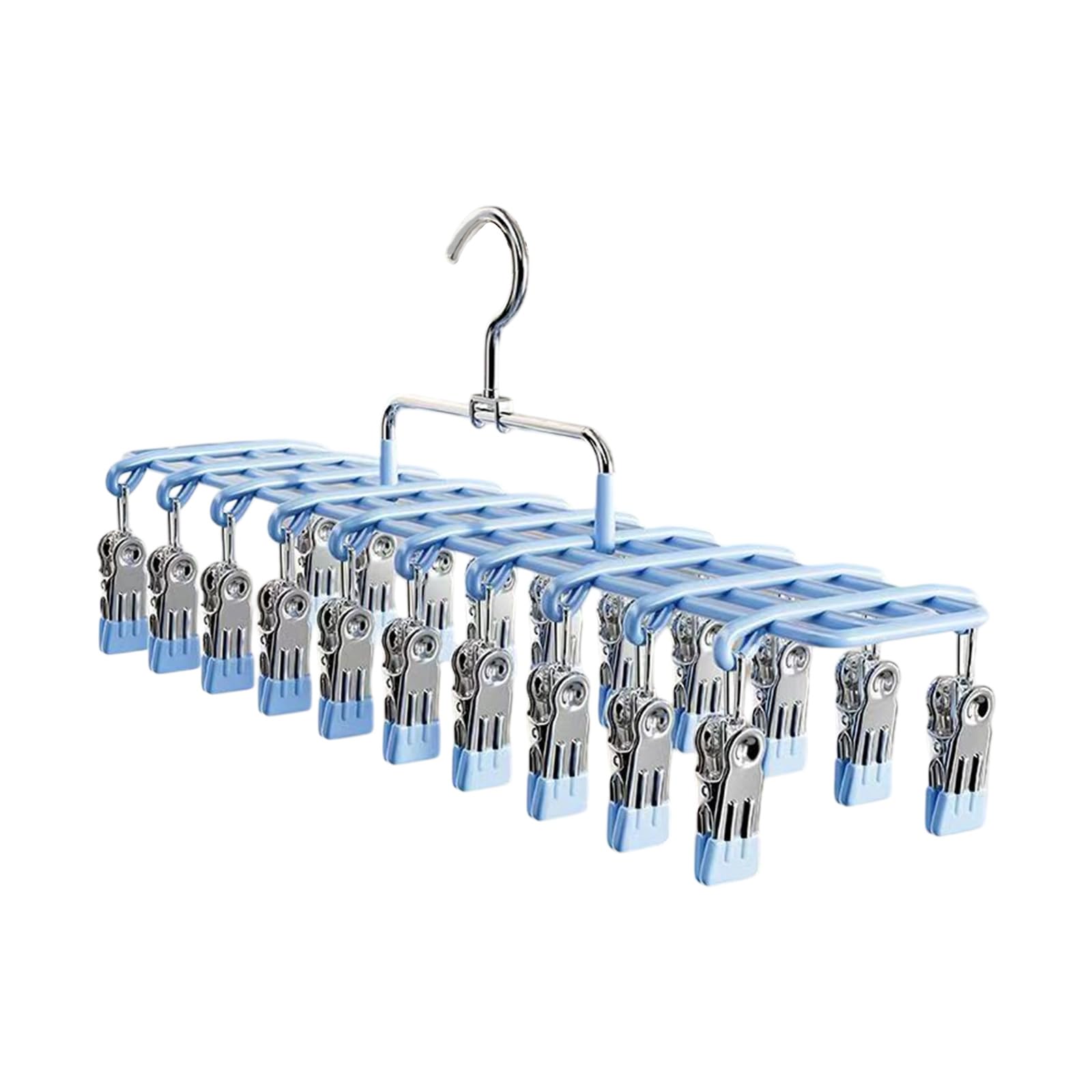 WGBOSMG Space Saving 20 Clip Clothes Drying Hanger, Coated Sock Dryer Rack with Hook for Small Laundry Items Daily Sock Drying Hanger Laundry Clip Rack Underwear Small Garment Dryer Balcony Organizer