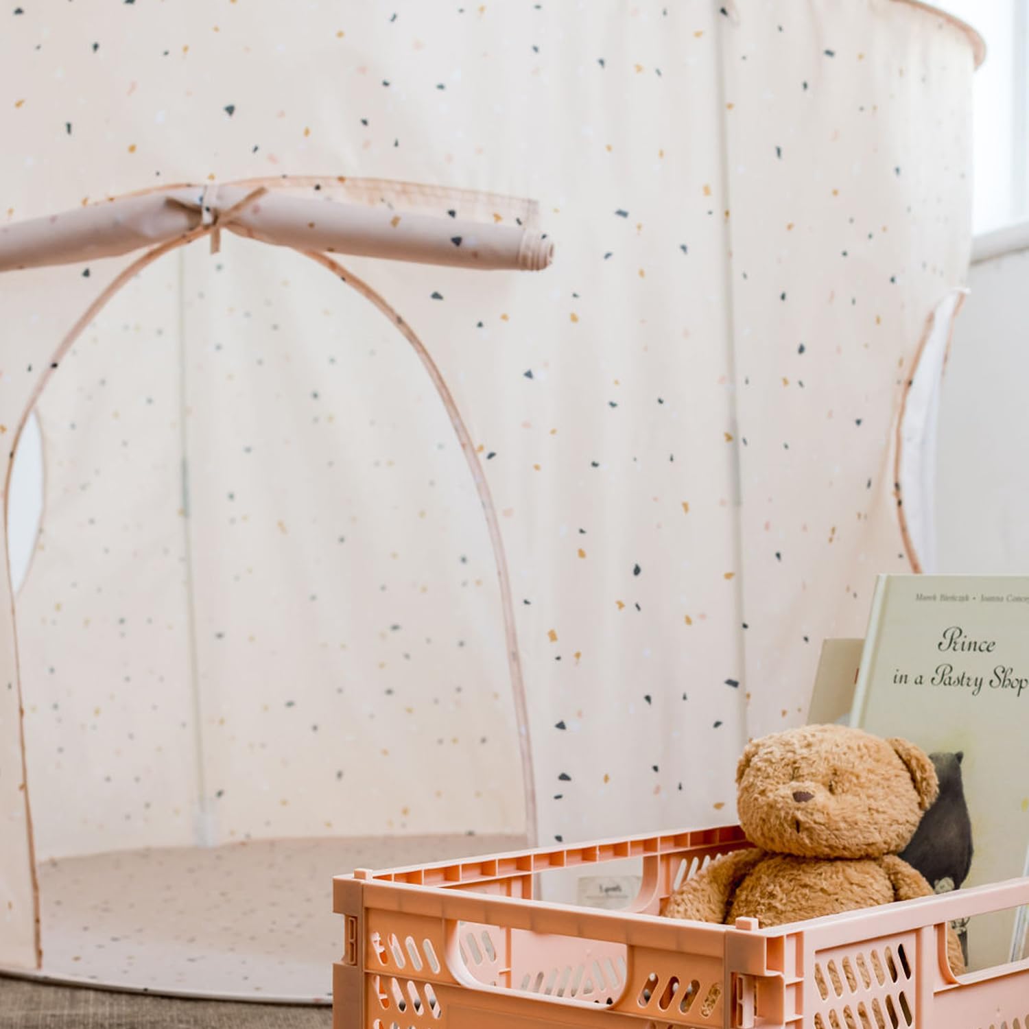 3 Sprouts Spielzelt für Kinder – Indoor Tippi Kinderzelt für Spiel und Spaß im Kinderzimmer, Kinder Zelte für Zimmer - Terrazzo Beige