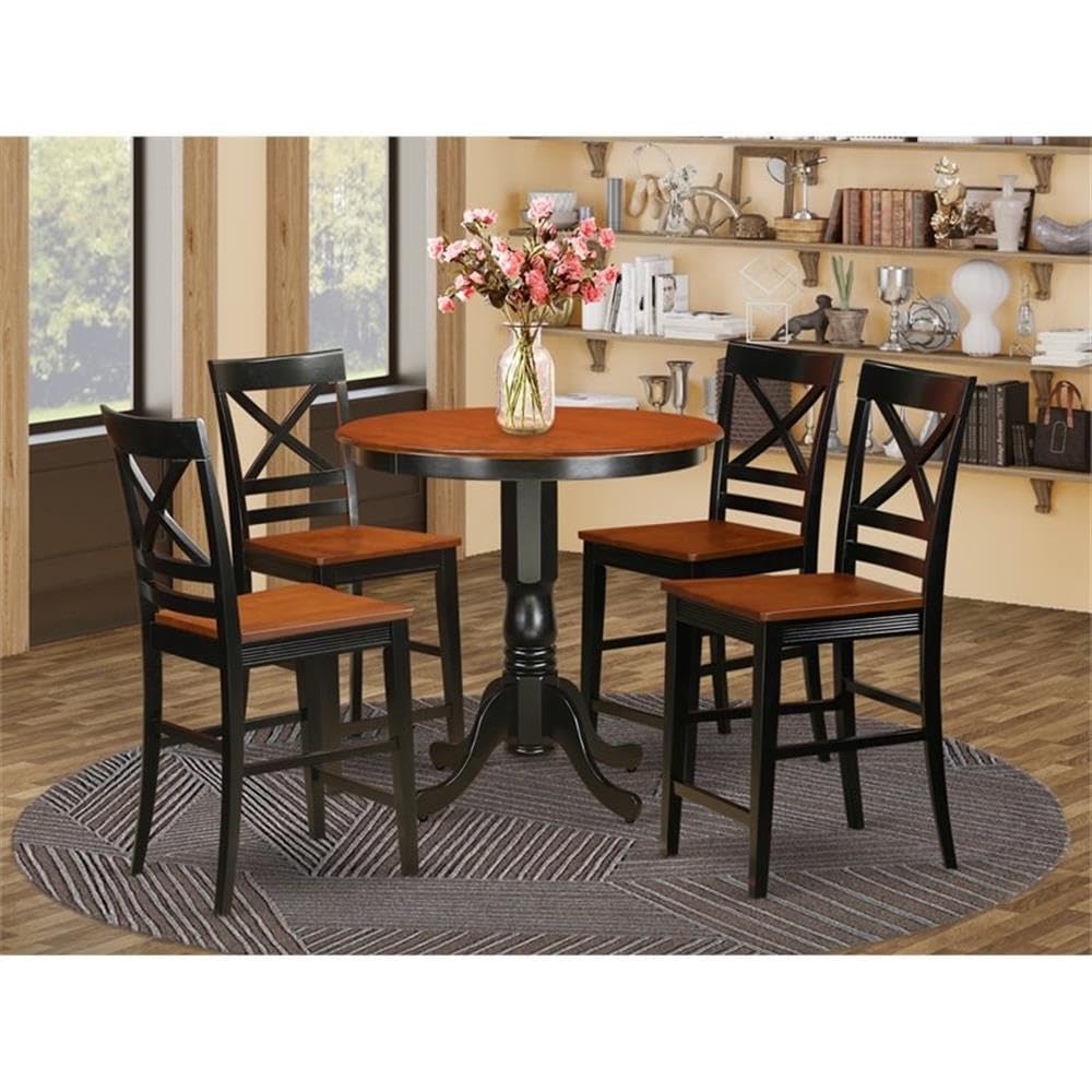 Set da 5 pezzi con tavolo e sedie da banco – tavolo alto e sgabello alto 4 banconi.