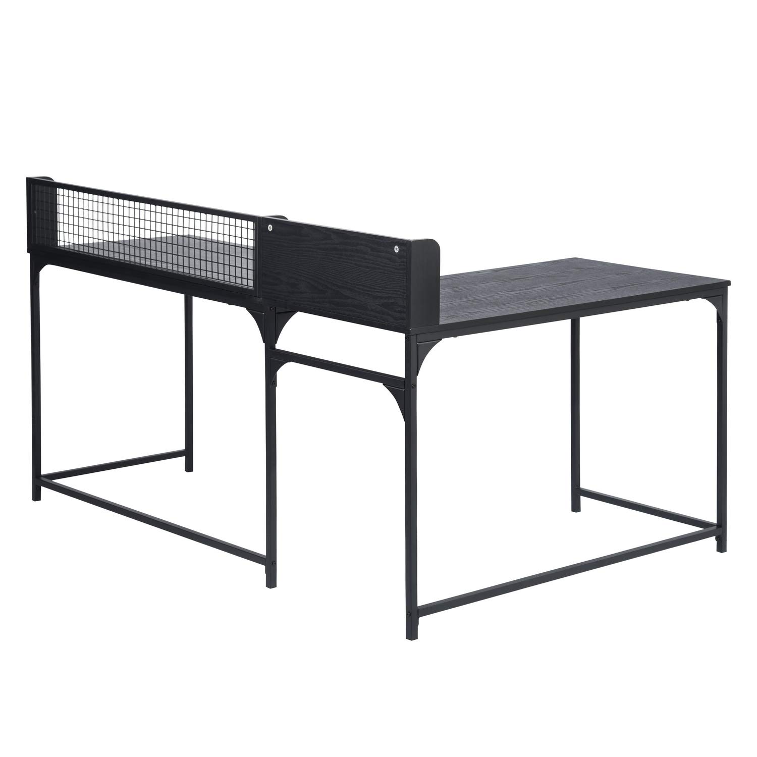 FurnitureR Escritorio esquinero en Forma de L, Mesa Industrial para computadora, Gran Superficie de Almacenamiento con Patas de Metal, estación de Trabajo para computadora, Escritorio de Estudio para