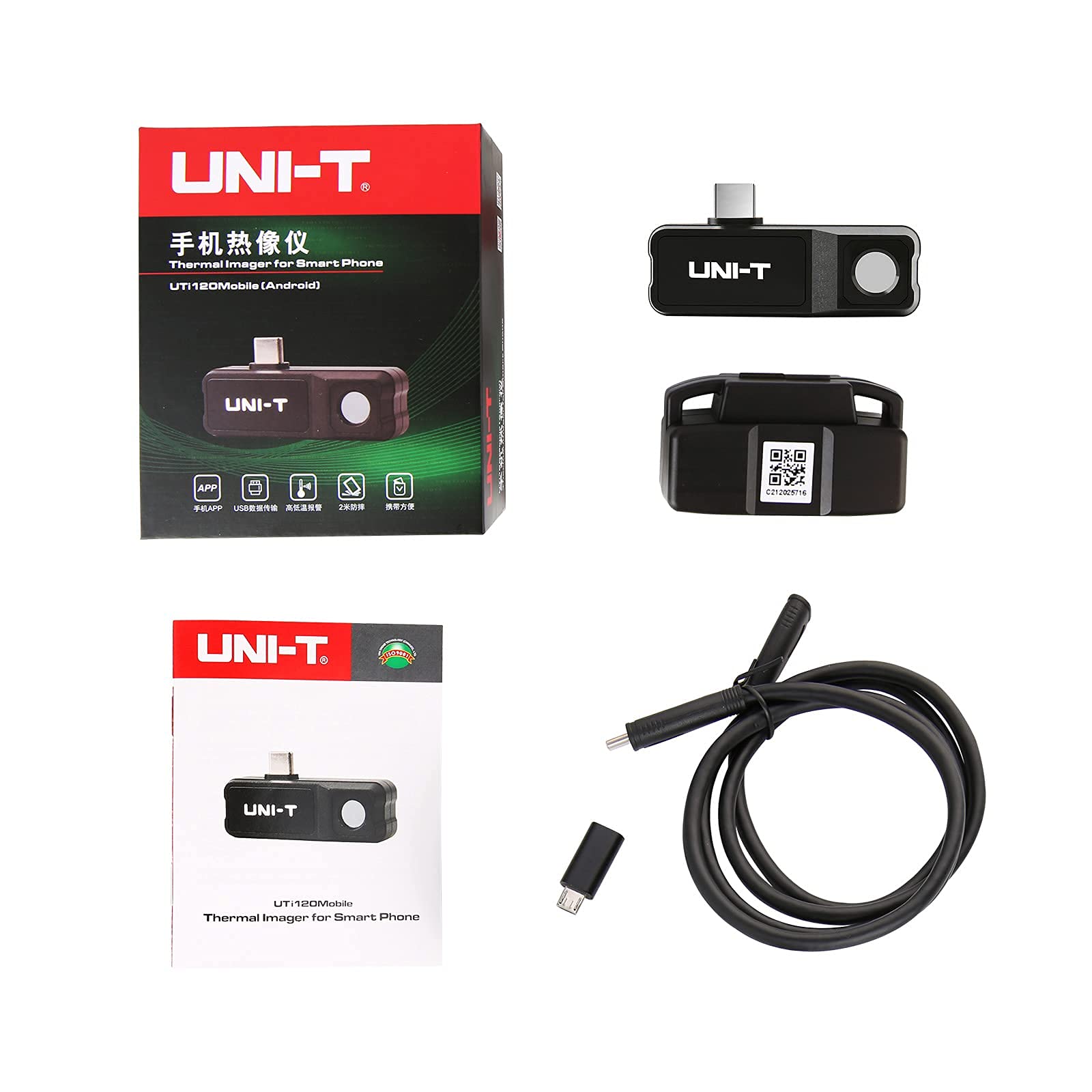 UNI-T Cámara térmica Android USB-C MicroUSB, cámara térmica infrarroja para smartphone – UTi120Mobile, resolución IR 120 x 90 (solo para Android)