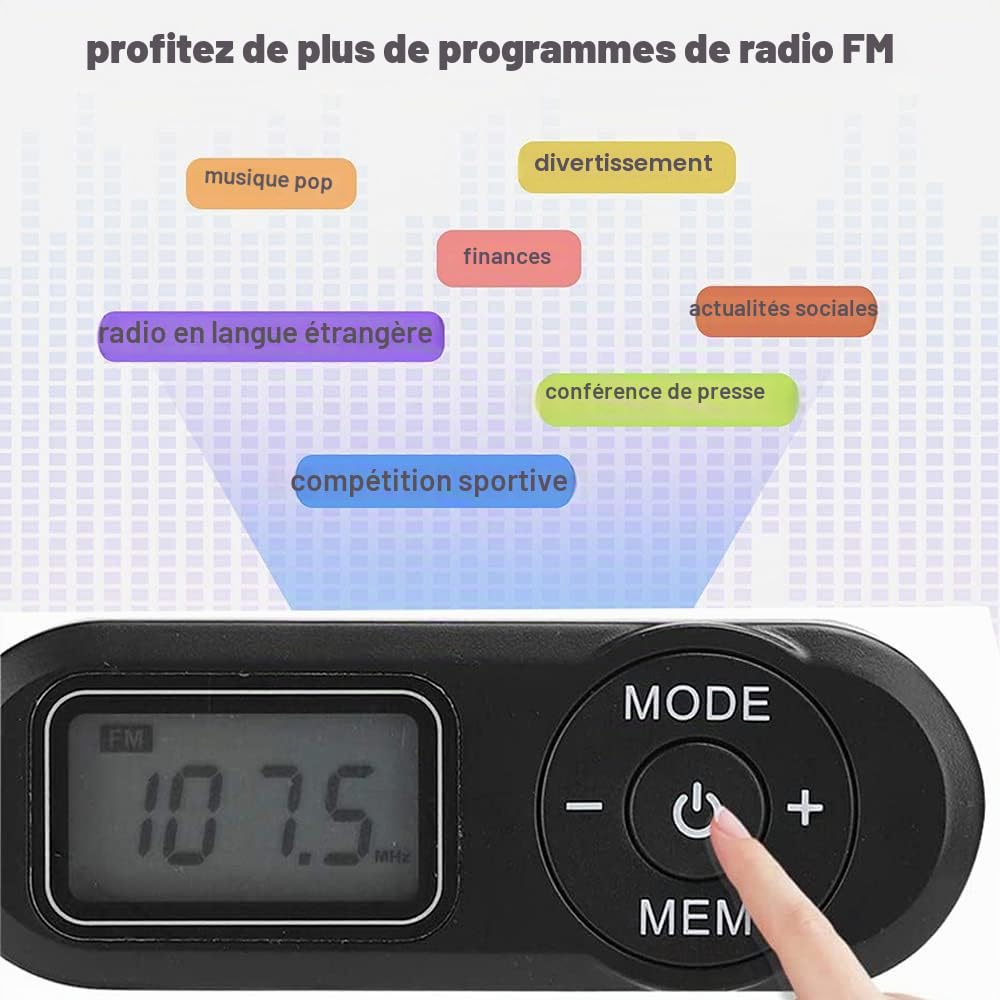 Radio de Poche Personnel FM Mini Récepteur Portable avec Affichage Numérique LCD et Casque