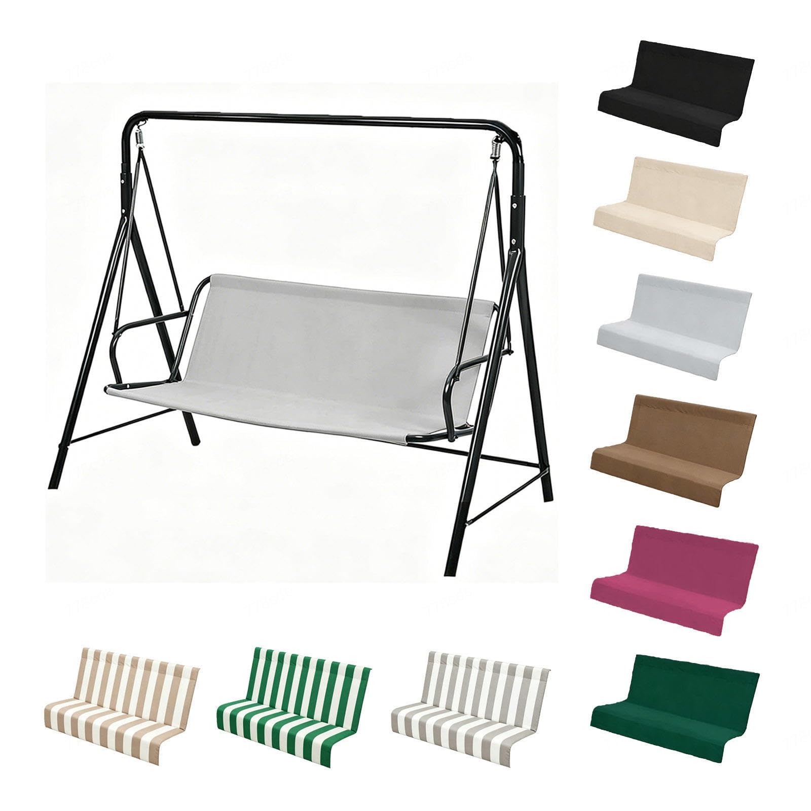 Sexiplexix Grey Outdoor Swing Cover Replacement 600D Thickened Waterproof Oxford Chair Bench Replacement Cover For 2/3 Seater Patio Garden Swing Chair,Gray-47.2×18.5×18.5In