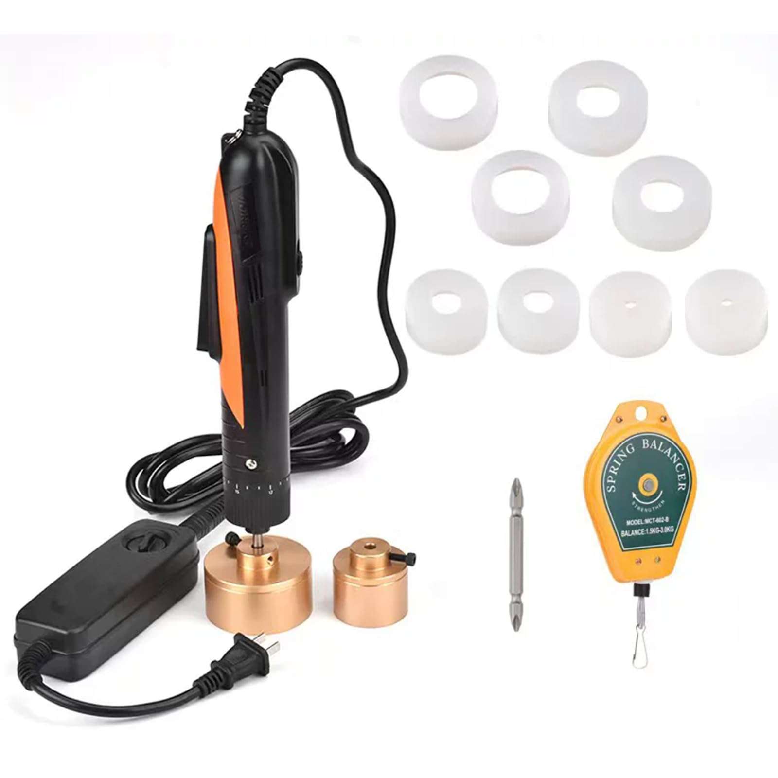 Tappatrice Elettrica per Bottiglie, Sigillatrice Manuale per Tappi da Φ10-50 Mm, con 8 Cuscinetti in Silicone, velocità A Vuoto 1000 Giri/min, per Stringere E Allentare Tutti I Tappi