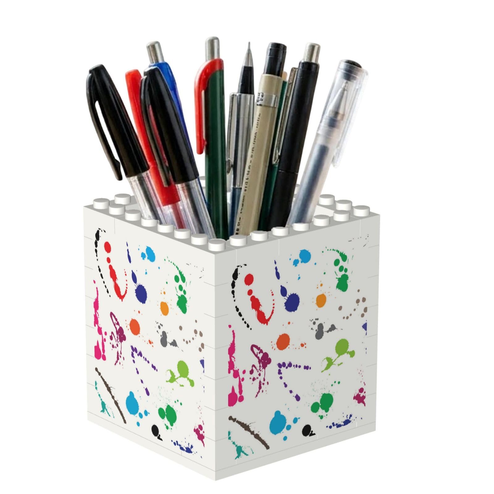 Poadnly Abstract Paint Splashes Printed, Pen Pot Pencil Holder for Office Home School, Compact Desk Organiser for Office Stationery