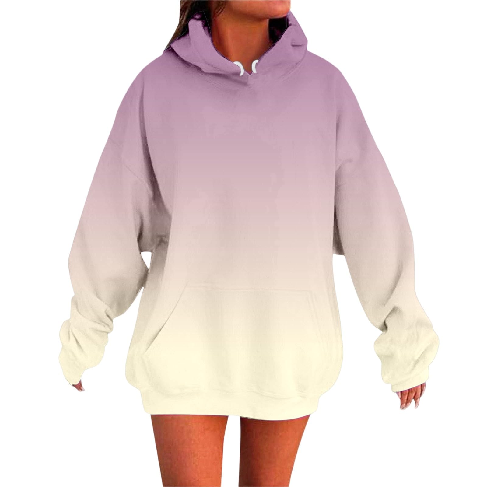 Sweat à capuche dégradé de couleurs tendance et coupe ample unie