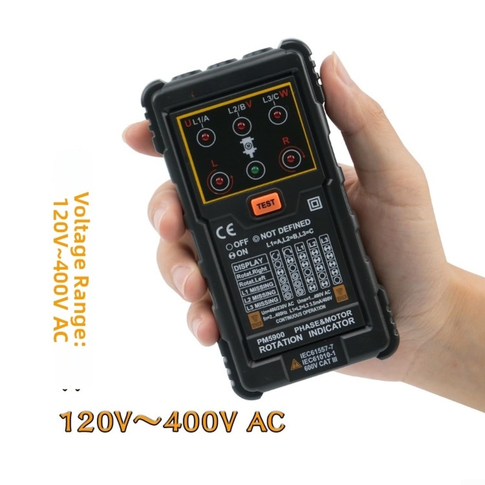 PEAKMETER PM5900 Drehfeldprüfer Berührungslos für 3-Phasen AC