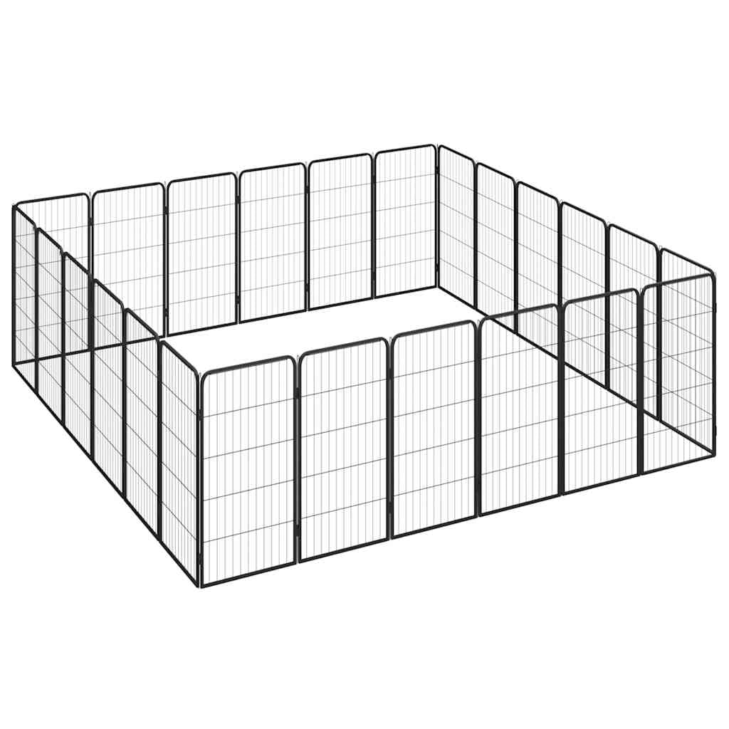 Recinto Cane Modulare Nero 24 Pannelli 350x250x100 cm