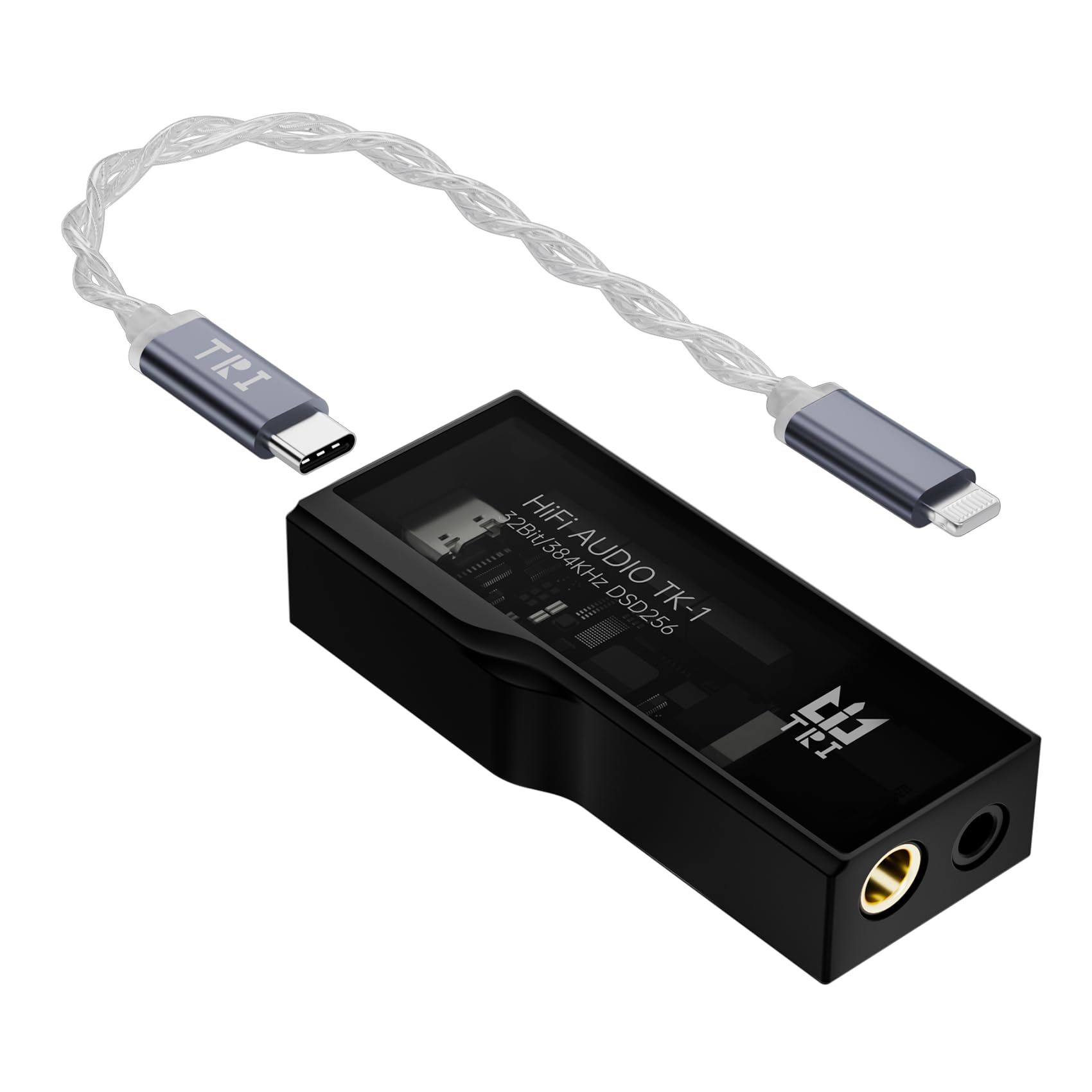 Tri TK1 Kopfhörer-Splitter für 2 Ohrhörer, USB C auf 3,5 mm/4,4 mm Verstärker mit Dual CS43131 Decoder, tragbarer IEM DAC für In-Ear-Monitor KZ ZS10 Pro ZAR ZAS CCA CRA