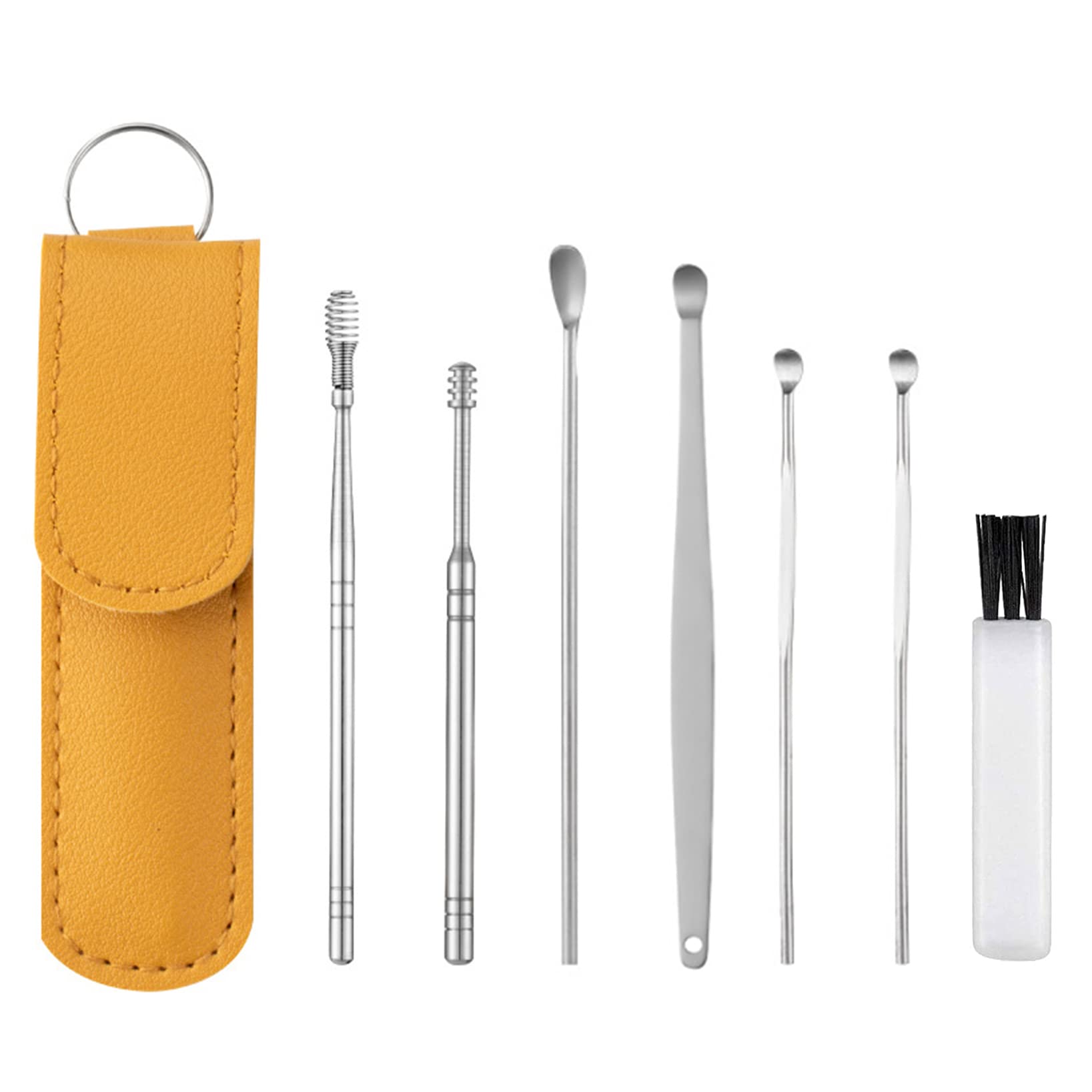 Pulisci Orecchie, [7 Pezzi] Kit di Rimozione del Cerume, Strumenti per Pulizia dell’Orecchio in Acciaio Inox, con Custodia Portatile in PU, per Adulti e Bambini Pulizia Dellorecchio
