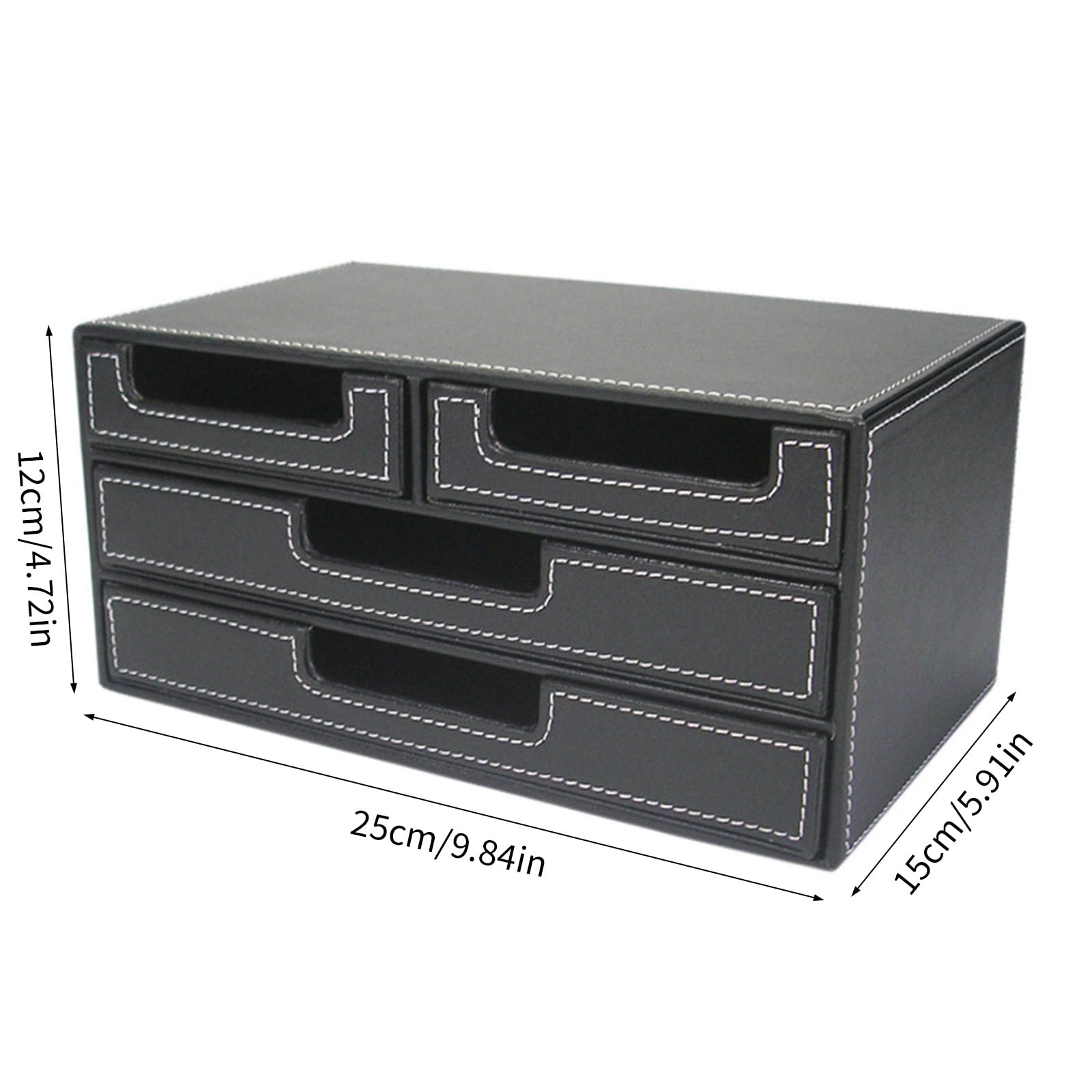 Schreibtisch Organizer mit 4 Schubladen, Aufbewahrungsbox für Schreibwaren, PU Leder, Schreibtisch Organizer, Rechnungssammlungshalter, Schreibtisch aus PU Leder