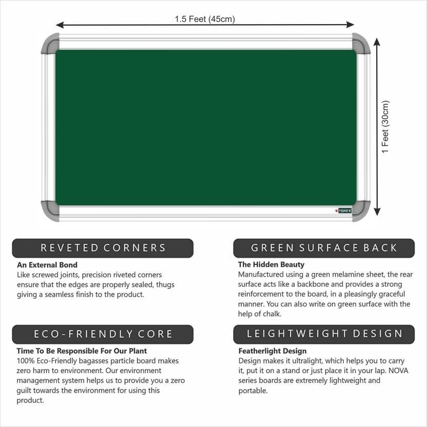 Image of Non-Magnetic 1X1.5 Feet Double Sided White Board & Chalkboard Both Side Writing Boards, One Side Whiteboard Marker & Back Side Chalkboard Surface - Set of 1 Piece