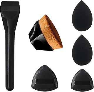 Brocha de maquillaje de base plana con estuch...