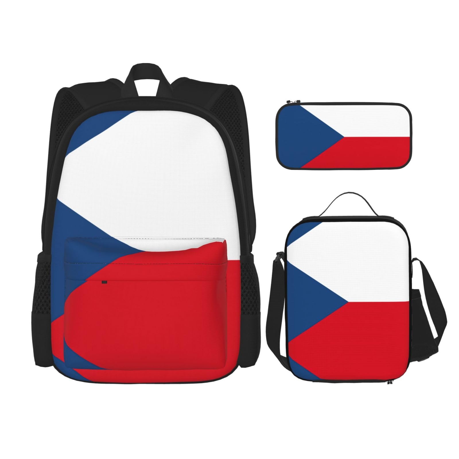 Flaga Republiki Czeskiej Plecak Dziecko Chłopcy Dziewczęta Pudełko na lunch Szkoła Zestaw Tornister Uczeń Szkoła Student Prezent, Czarny, One Size, Bagaż