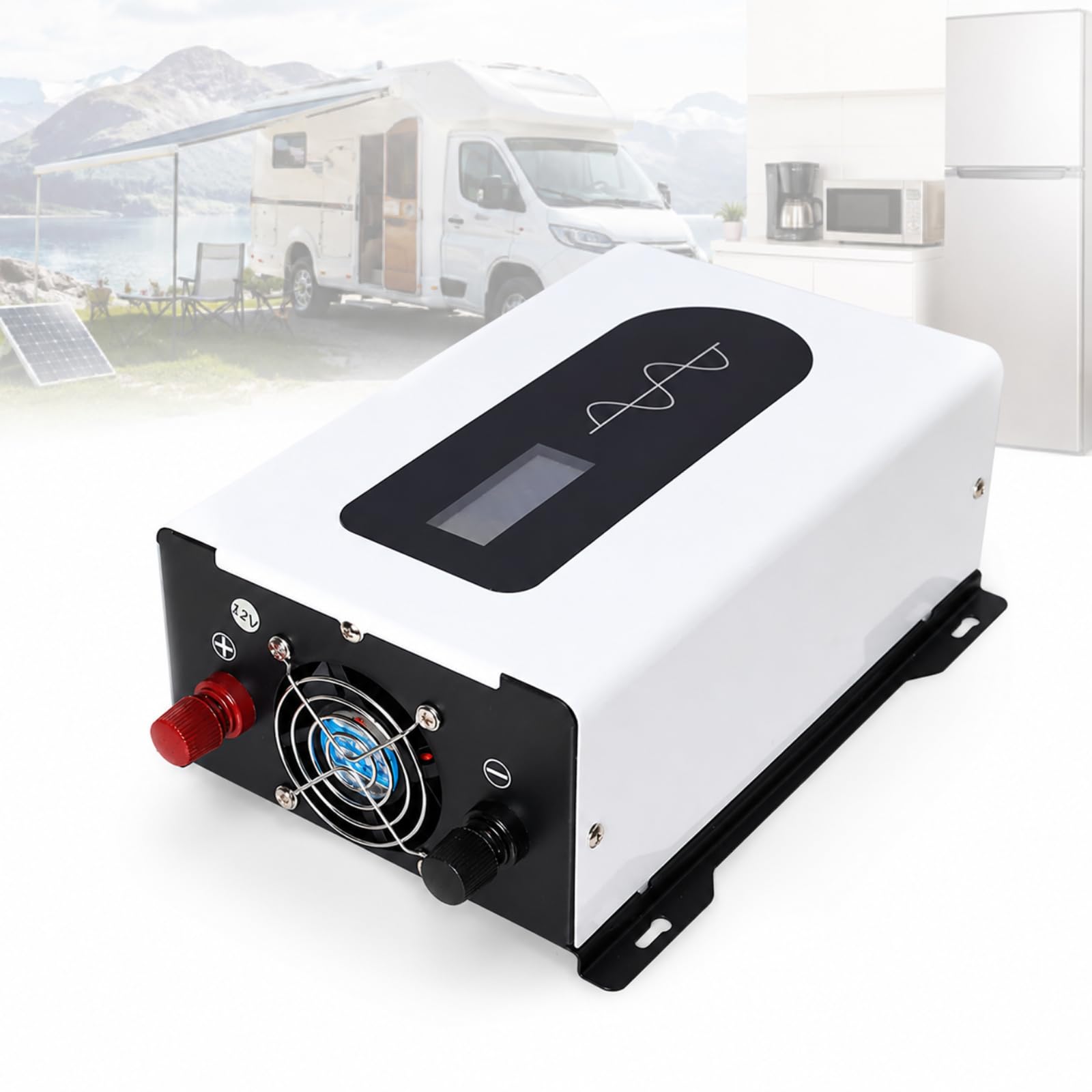Inversor Solar Híbrido, Inversor De Onda Sinusoidal Pura con Monitor LCD De Batería Y Carga, Protección contra Sobrecalentamiento De 1000 W para Alimentación De Respaldo En Caravanas Y Camping