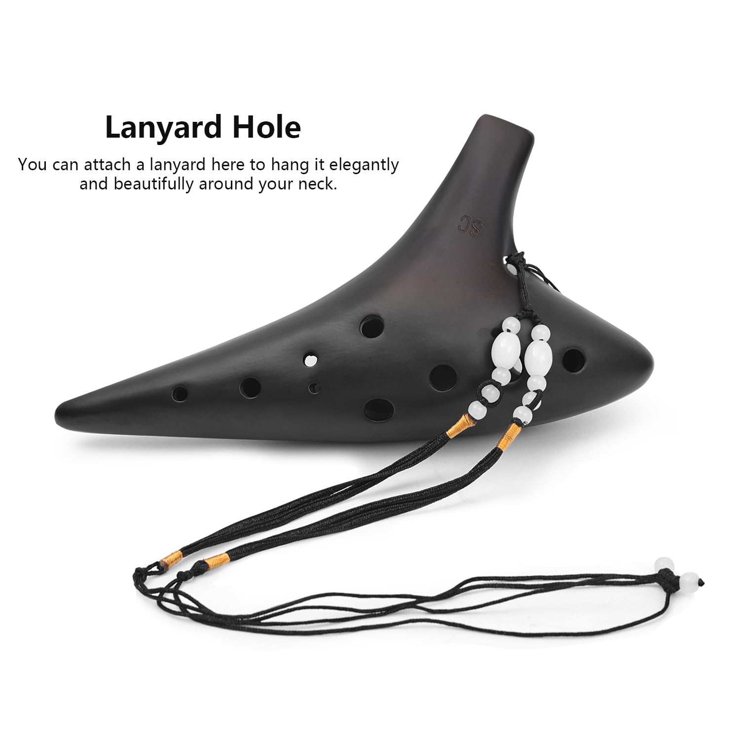 Chiave soprano in Do – Ocarina Professional Master Tuning a 12 fori in ceramica piccola affumicata per sparare con diagramma diteggiatura, cordino da collo e scatola portaoggetti