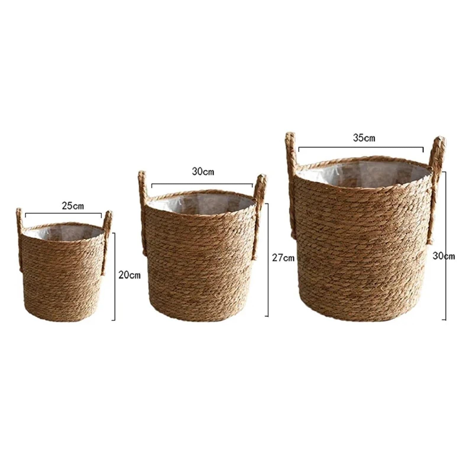 Wiklinowy kosz piknikowy, Hand Woven Plant Fiber Flower Basket For Indoor Outdoor Plants Multiple Sizes 4 Pcs(Total 4 pcs)