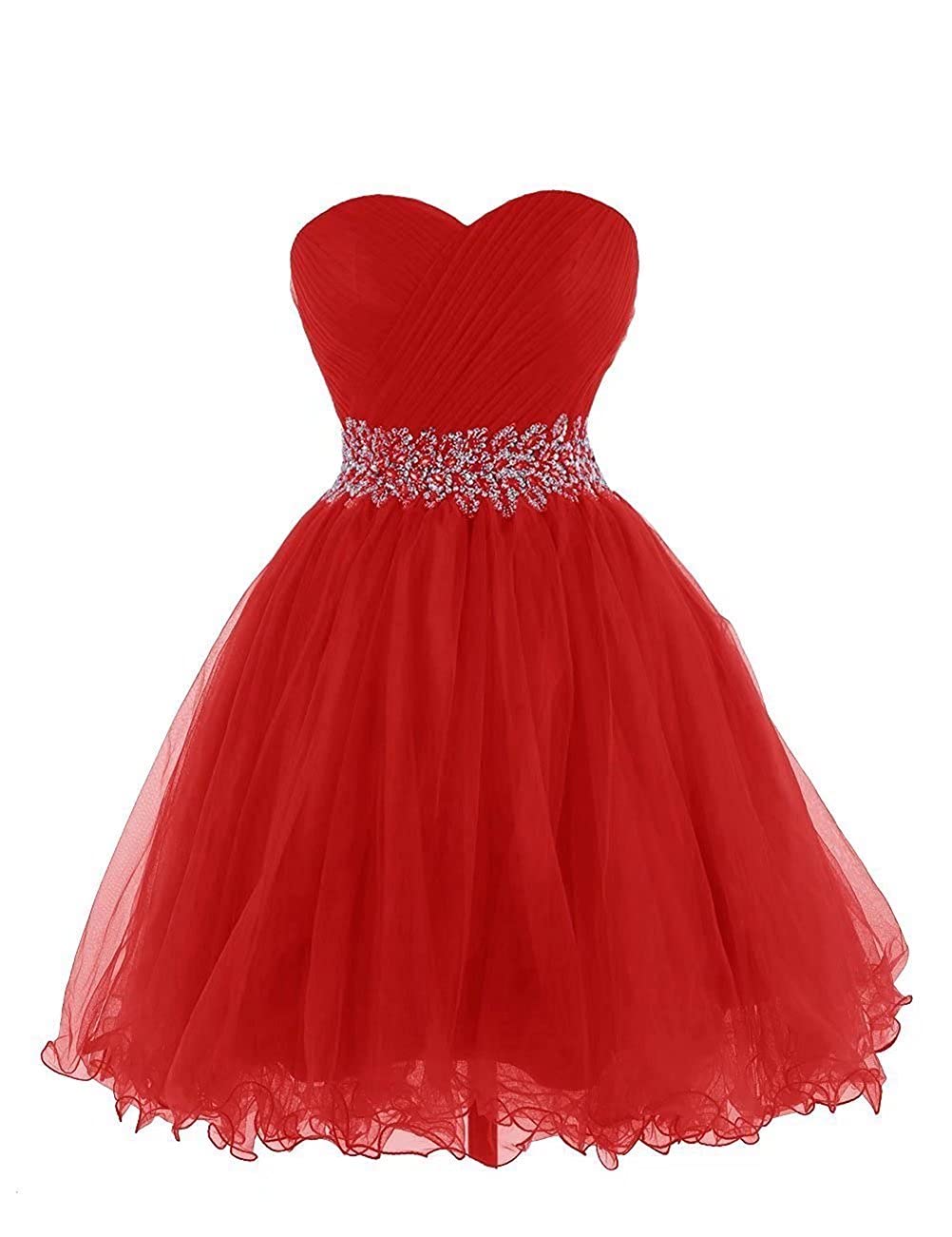 SoDigne Strapless Short Homecoming Dresses Beaded Tulle Sweetheart A-line Prom Party Gowns for Teens 2023