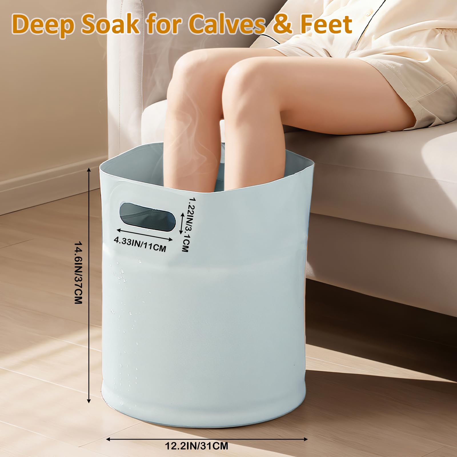 Grande vasca da bagno per pedicure, robusta vasca per pedicure con manici integrati, spaziosa copertura per polpacci per rilassamento a casa e spa (blu)