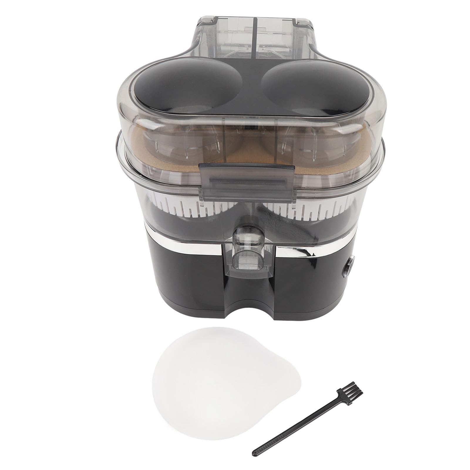GLOGLOW Exprimidor Eléctrico Portátil de Cítricos con Doble Cabezal, 100 W, 15000 RPM, Exprimidor Rápido para Naranja, Limón, Manzana, Kiwi, Uva y Pomelo con 2 Cabezales de extracción. (BLACK)