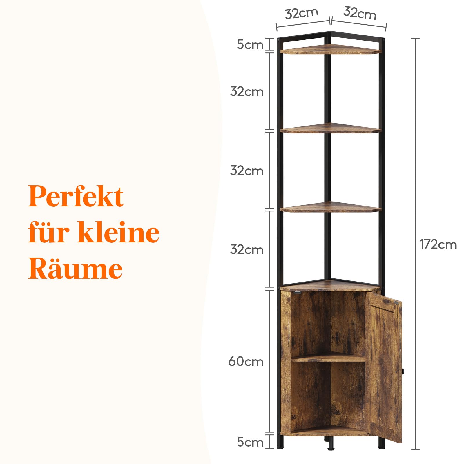 Lifewit Weinschrank Eckschrank 5 Ebenen mit LED Licht, Vintage Barschrank mit verstellbare Einlegeboden, Eckregal mit Stauraum für Bar, Küche, Wohnzimmer, Esszimmer, Rustikales Braun