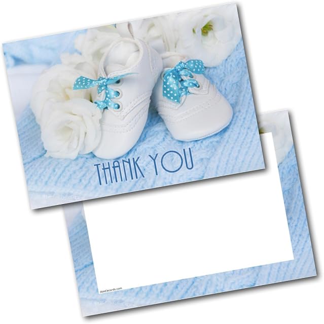 doodlecards Thank You Baby Gift Baby Shoes Boy Postcards Cards Pack of 20 Postcards and Envelopes