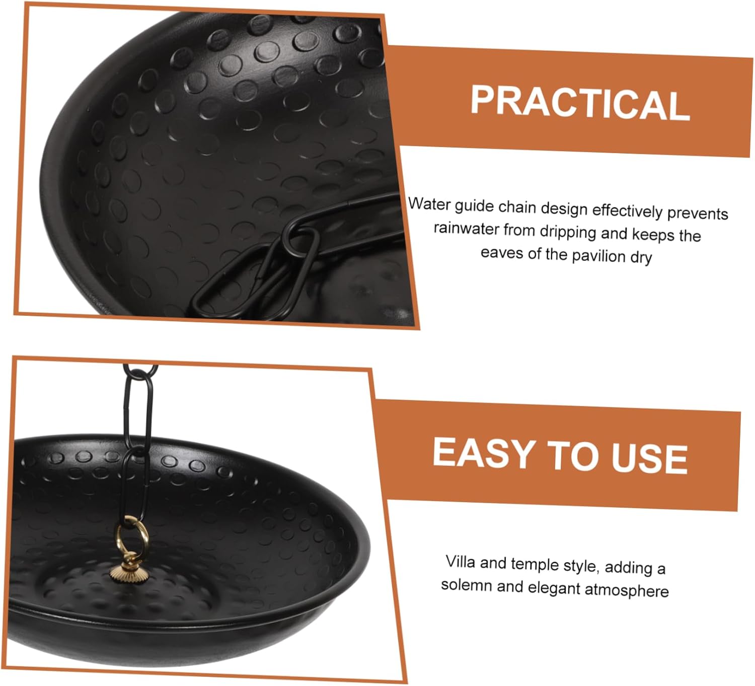 Totority Rain Chain Tray Rain Catching Basin Portable Water Tray for Garden Easy Maintenance