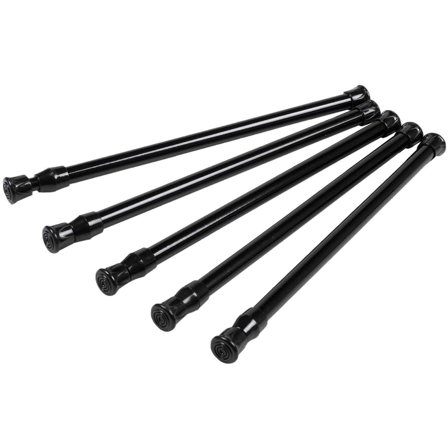 CTRLZS 5 Pack Cupboard Bars Tensions Rod Spring Curtain Rod for DIY Projects, Extendable Width, 11.81 to 20 Inches (Black)