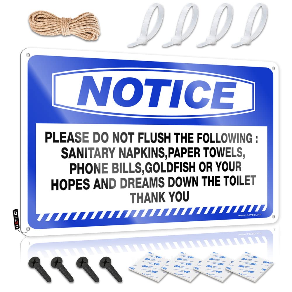 Poster Door Wall Decor | Notice Please Do Not Flush The Following Sanitary Positive For Indoor Home(20X30CM)