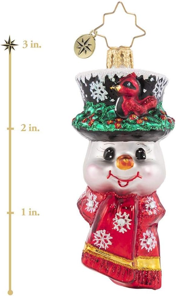 Christopher Radko Hand-Crafted European Glass Christmas Tree Ornament Decoration, A Snowman Worth Flocking to Gem