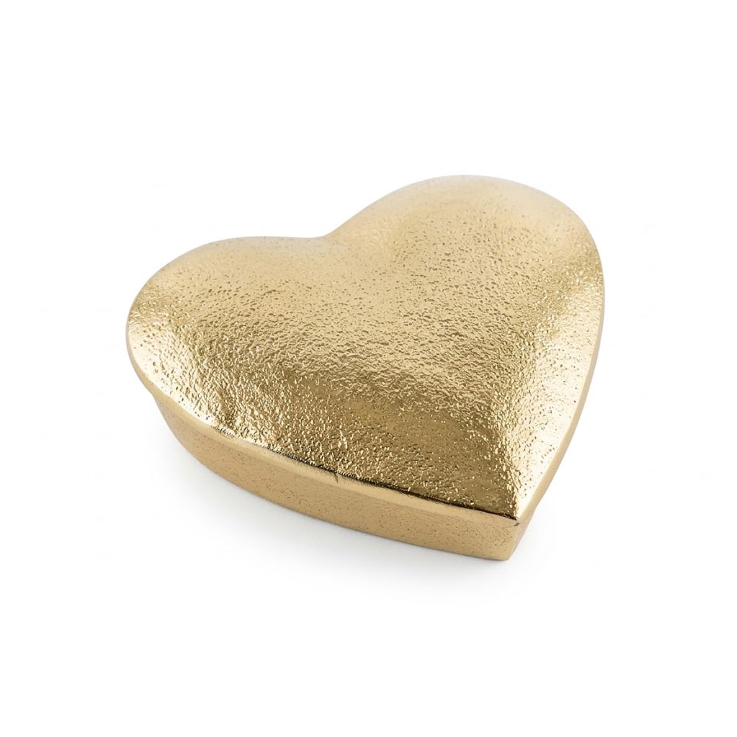Elanze Designs Gold Heart Shaped Box, Decorative Metal Trinket Box With Lid, Small Heart Jewelry Holder For Vanity, Dresser, Shelf, Or Tabletop Décor, 5 X 5.25 Inch