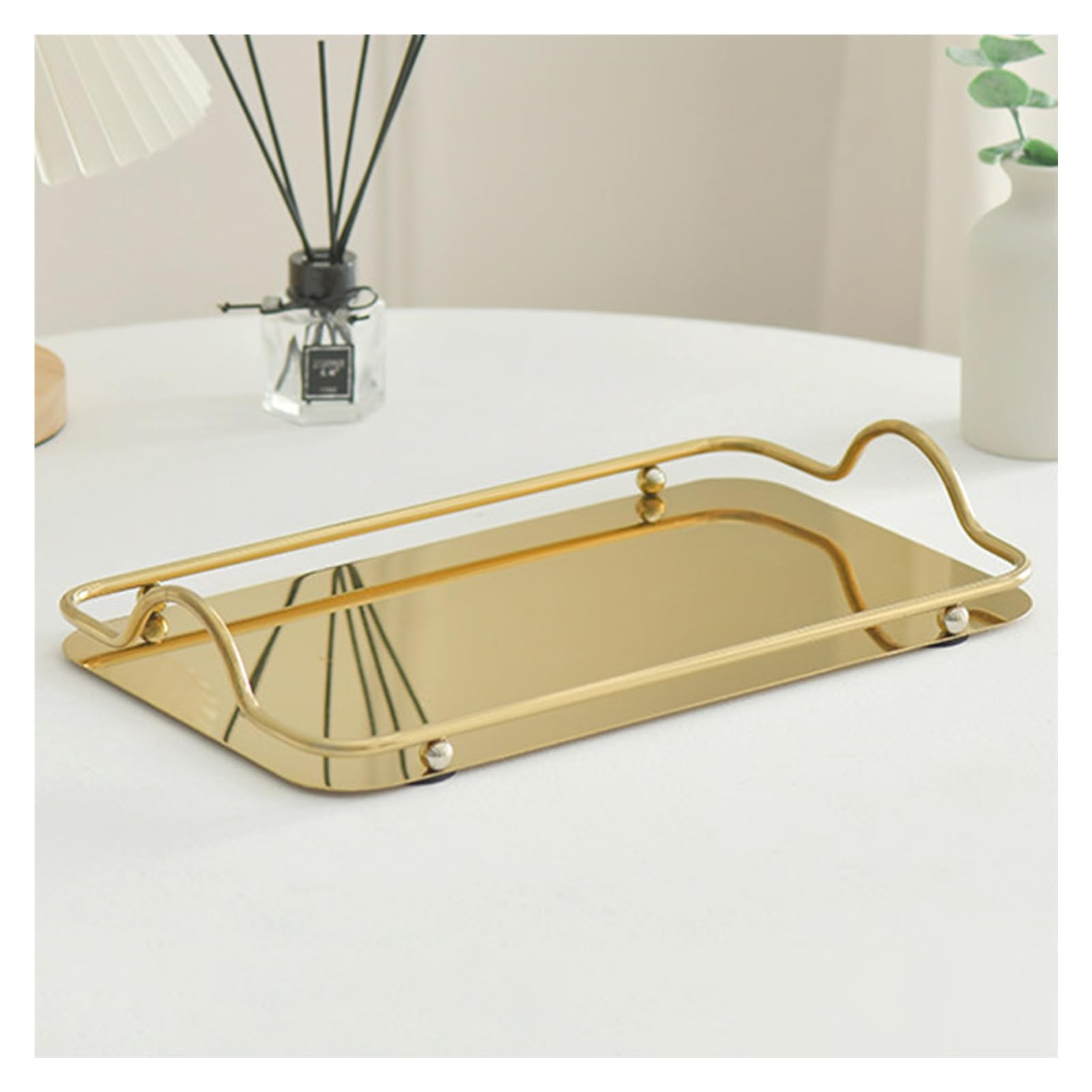Xcsdew Gold Metal Tray,Rectangular Hollow,Home Aromatherapy Storage Box,Suitable For Storing Pastries And Fruits(,34.7X21x5cm)