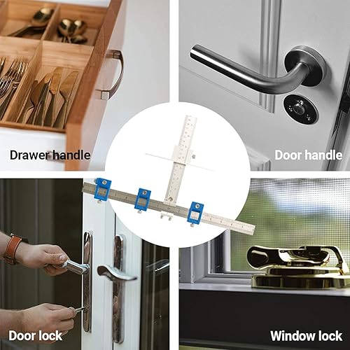 Miniatura 7 de Plantilla de gabinete de aleación de aluminio para manijas y tiradores, guía de taladro, herramienta de plantilla de cajón para puertas de gabinete,