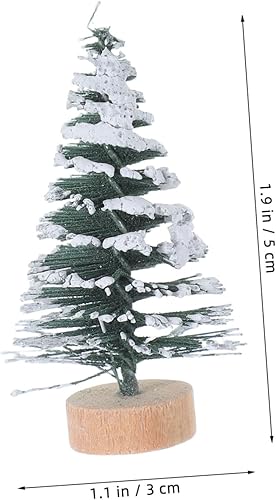 Miniatura 2 de BESPORTBLE 10 piezas mini árbol de Navidad árbol de pino artificial con base de madera de nieve escarcha para el hogar decoración de mesa de fiesta