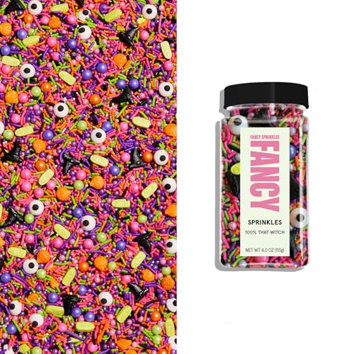 Fancy Sprinkles Limited Edition Halloween 100% That Witch Sprinkles, Crunchy Jimmies, Candy Eyeballs, Pumpkins, Witch Fingers & Witch Hats (0.5c)