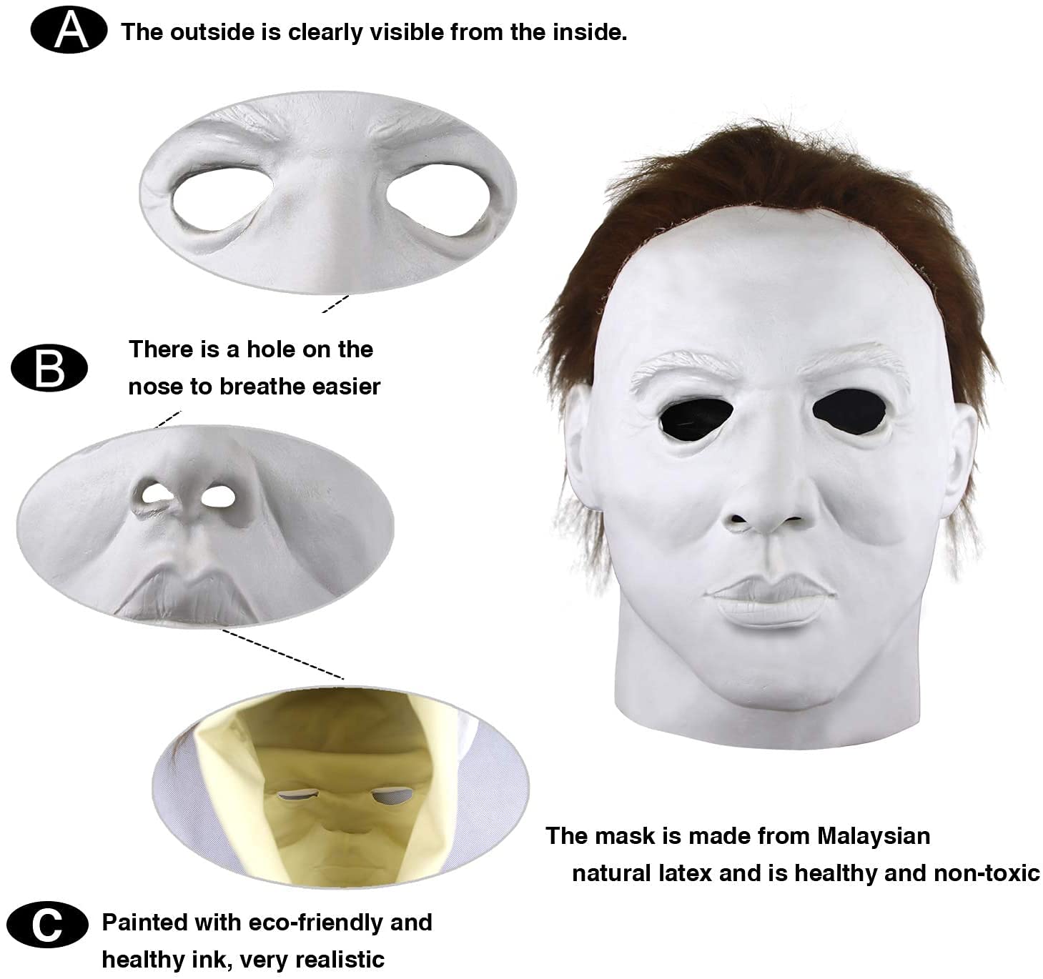 Waylike Halloween Michael Myers Mask Latex Horror Killer Full Head Mask