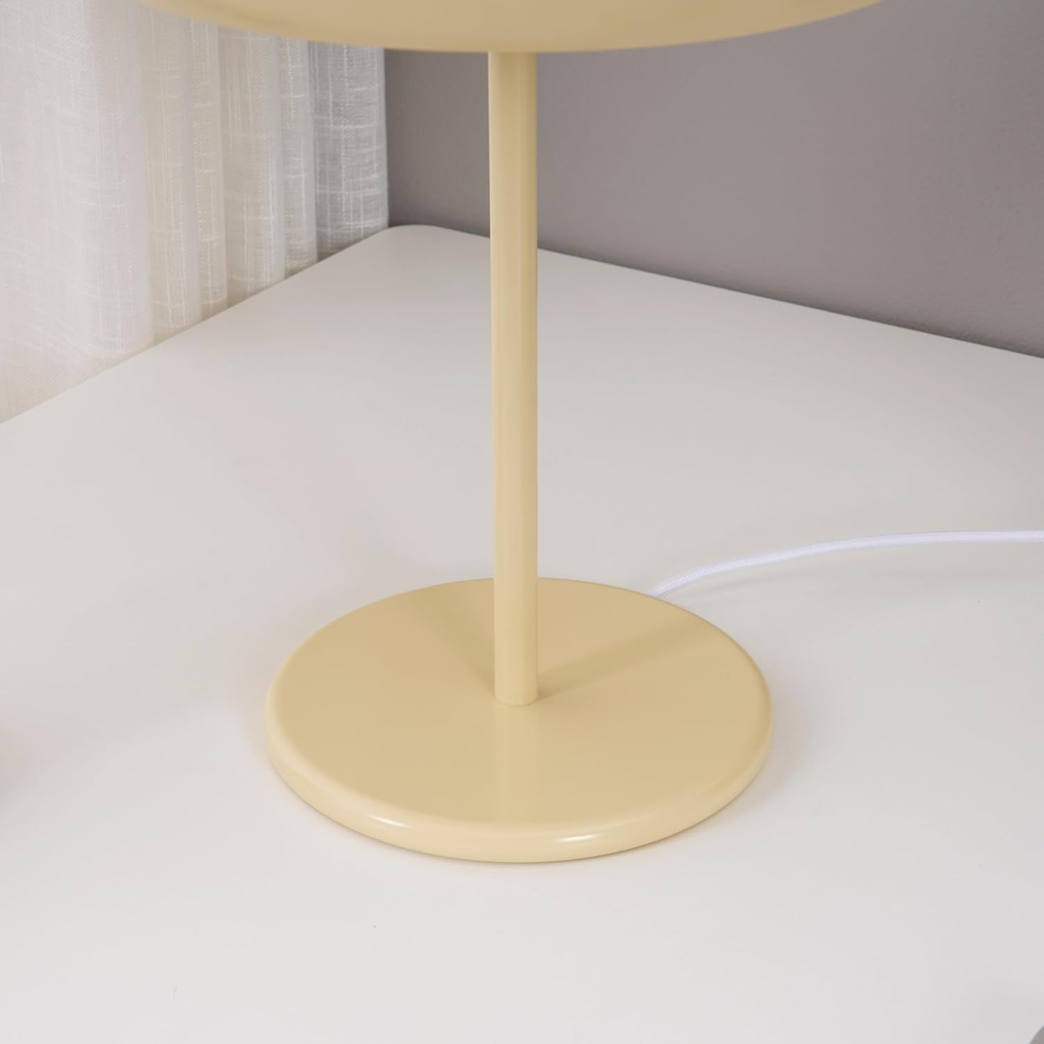 Brightech Ayla Mushroom LED Desk Lamp - Modern 15” Table Lamp for Living Room, Bedroom Side/End Table - Dimmable LED Bulb, Metal Dome Lamp Shade for Office, Reading - Cream