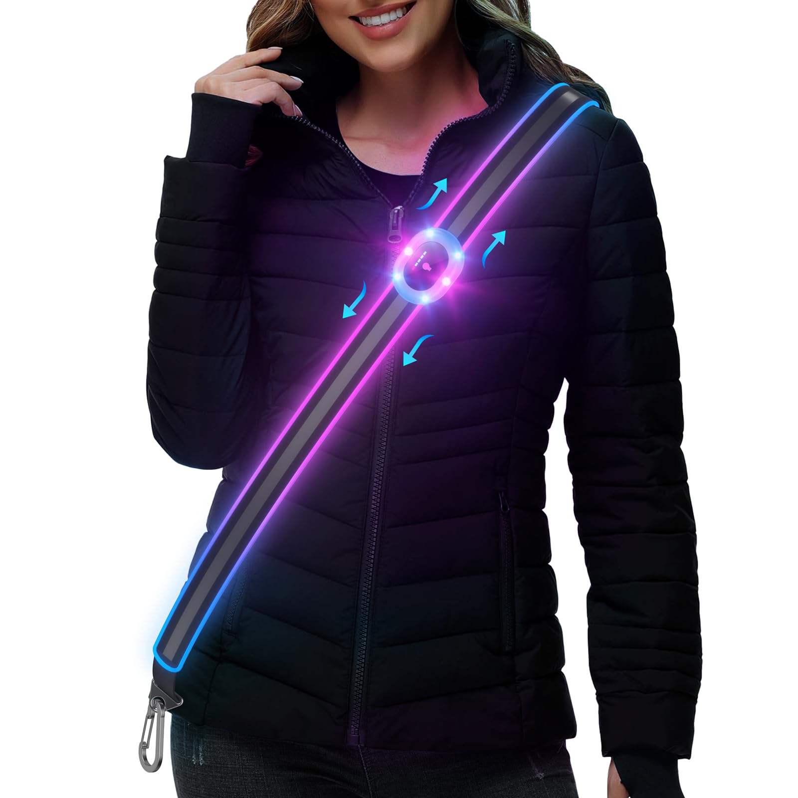 Reflective Sash for Walking at Night 40H BATTERY running lights for runners