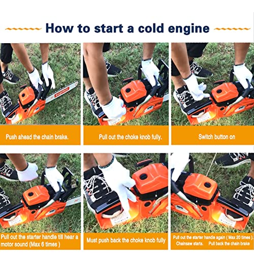 62cc Gas Chainsaw 20 Inch Gas Powered Chainsaws 2-Cycle Petrol Handheld Gasoline Chain Saw Power Saws for Cutting Wood Tree Trimming