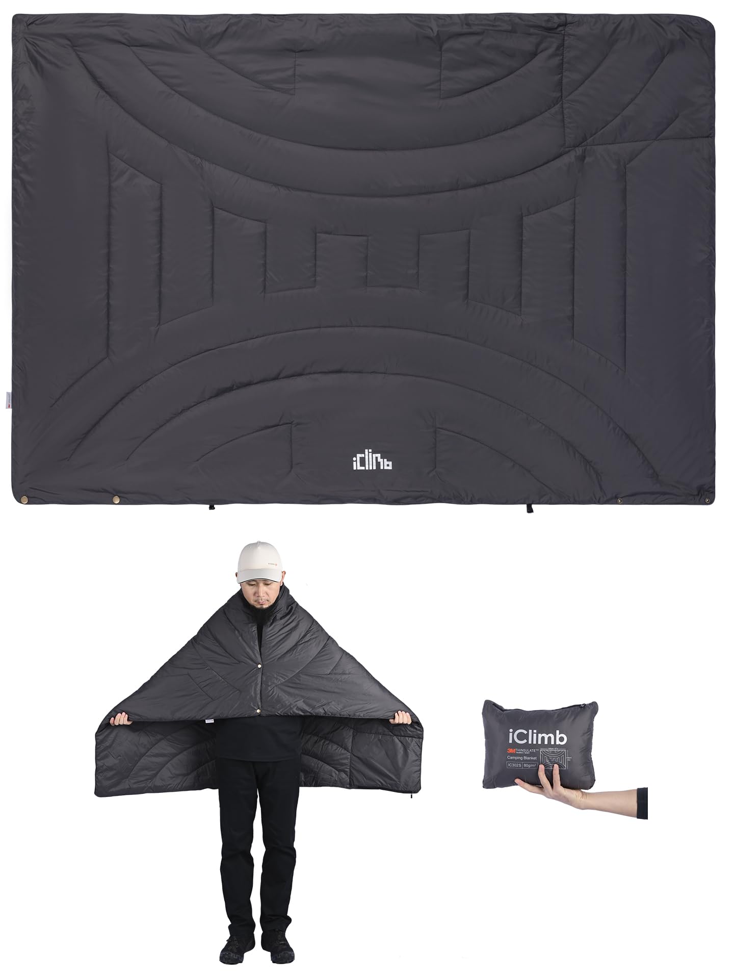 iClimb 3M Insulation Warm Camping Blanket Ultralight Compact (Dark Grey, 0.62 lb) โ image 1