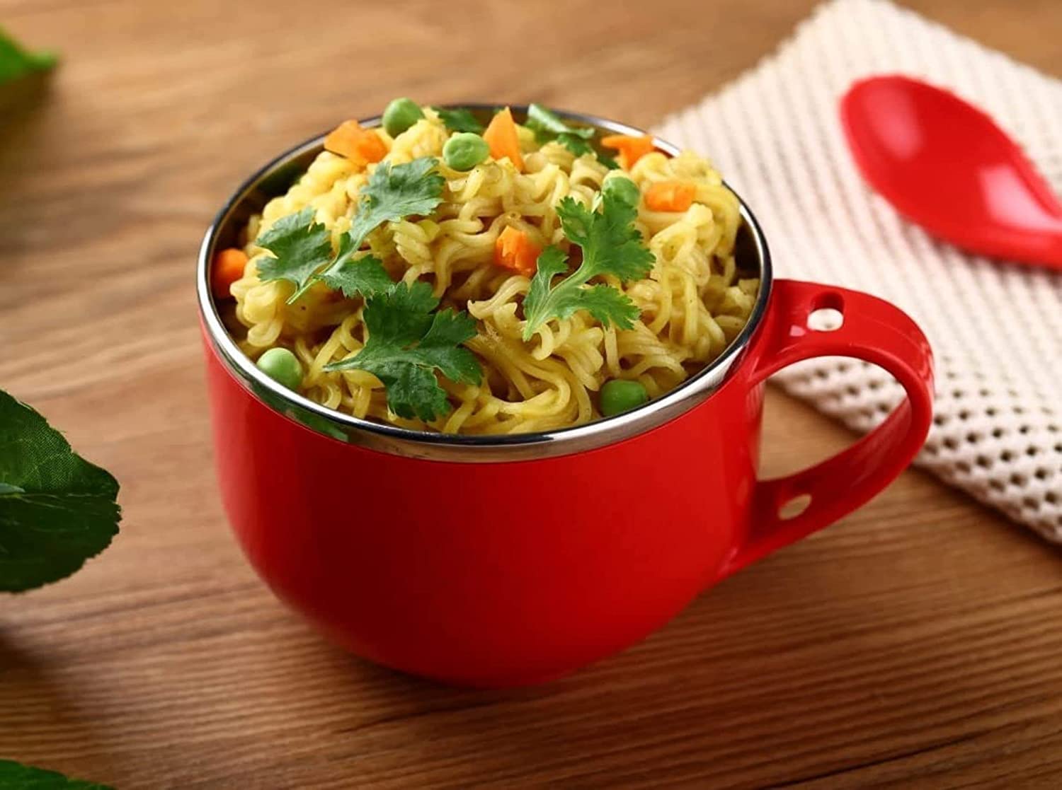 Soup and Noodle Bowl with Airtight Lid, Handle and Spoon Holder, Stainless Steel 3