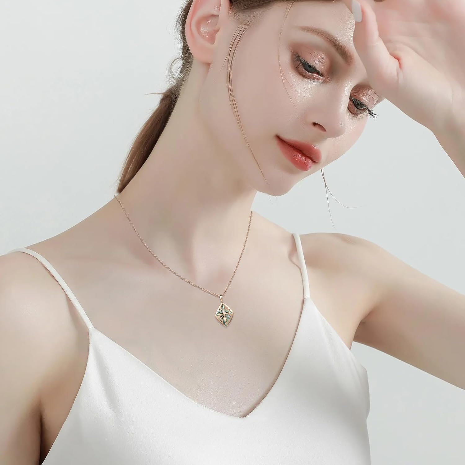 Cross Necklace for Women 925 Sterling Silver Abalone/Opal Shell Cross Pendant Necklace Religious Birthday Christmas Jewelry Gifts for Her - Image 2