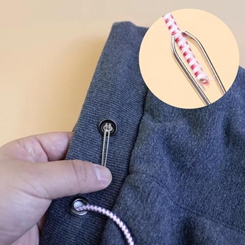 Miniatura 5 de Juego de herramientas de enhebrador de cordón de metal con pestillo, clips de cuerda fáciles de coser, reemplazo de clip de cuerda para sudaderas,