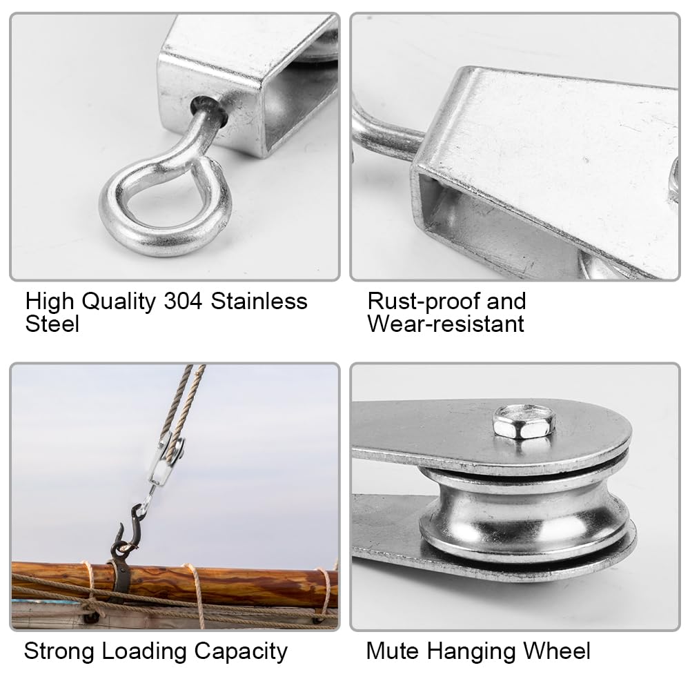 2Pcs 25MM Single Pulley Block In 304 Stainless Steel M25 Pulley