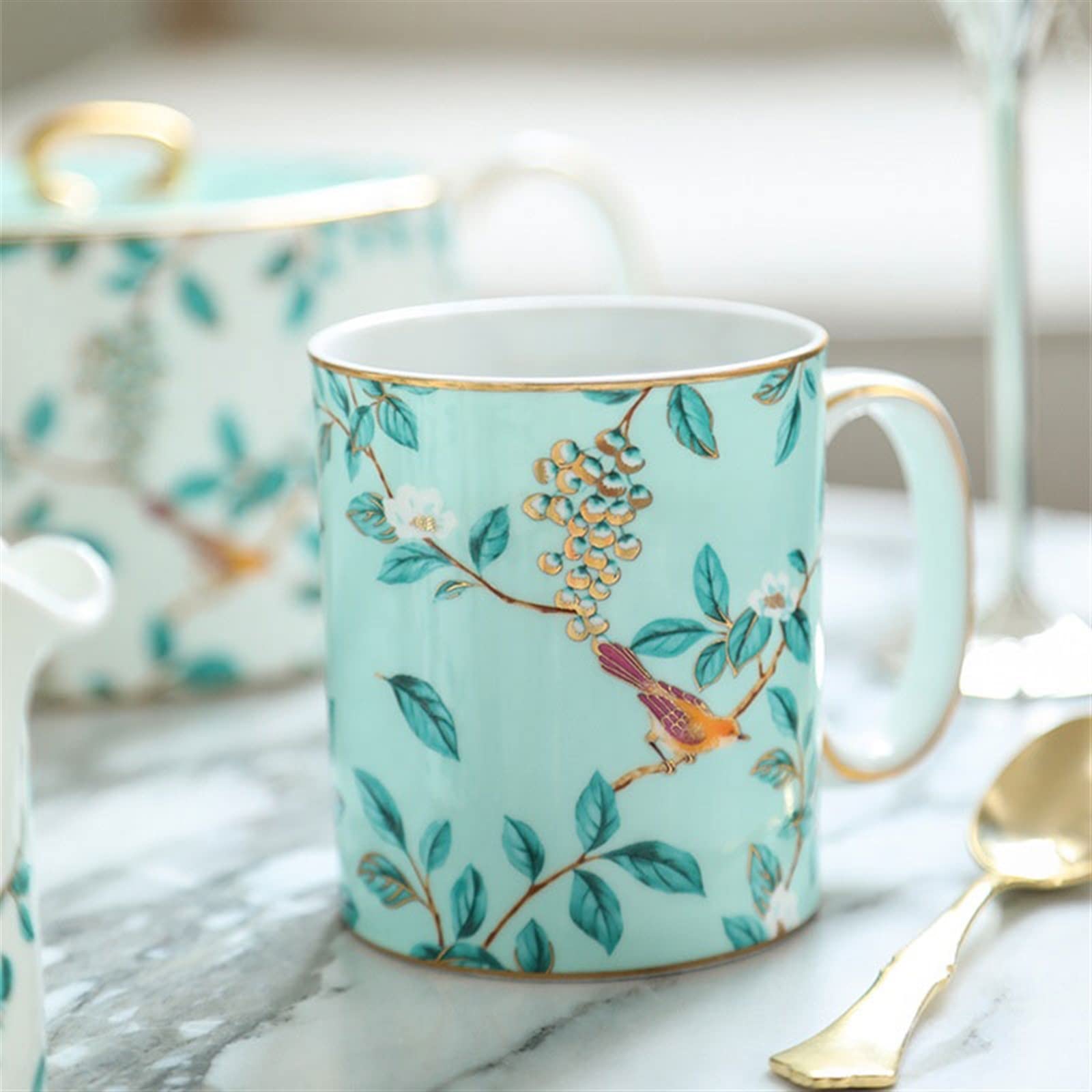 Filiżanki 350ML wykwintny kubek z porcelany kostnej kubek do mleka owsianego ręcznie malowany kubek śniadaniowy do kawy odpowiedni do domu i biura Filiżanka Napój Kawy