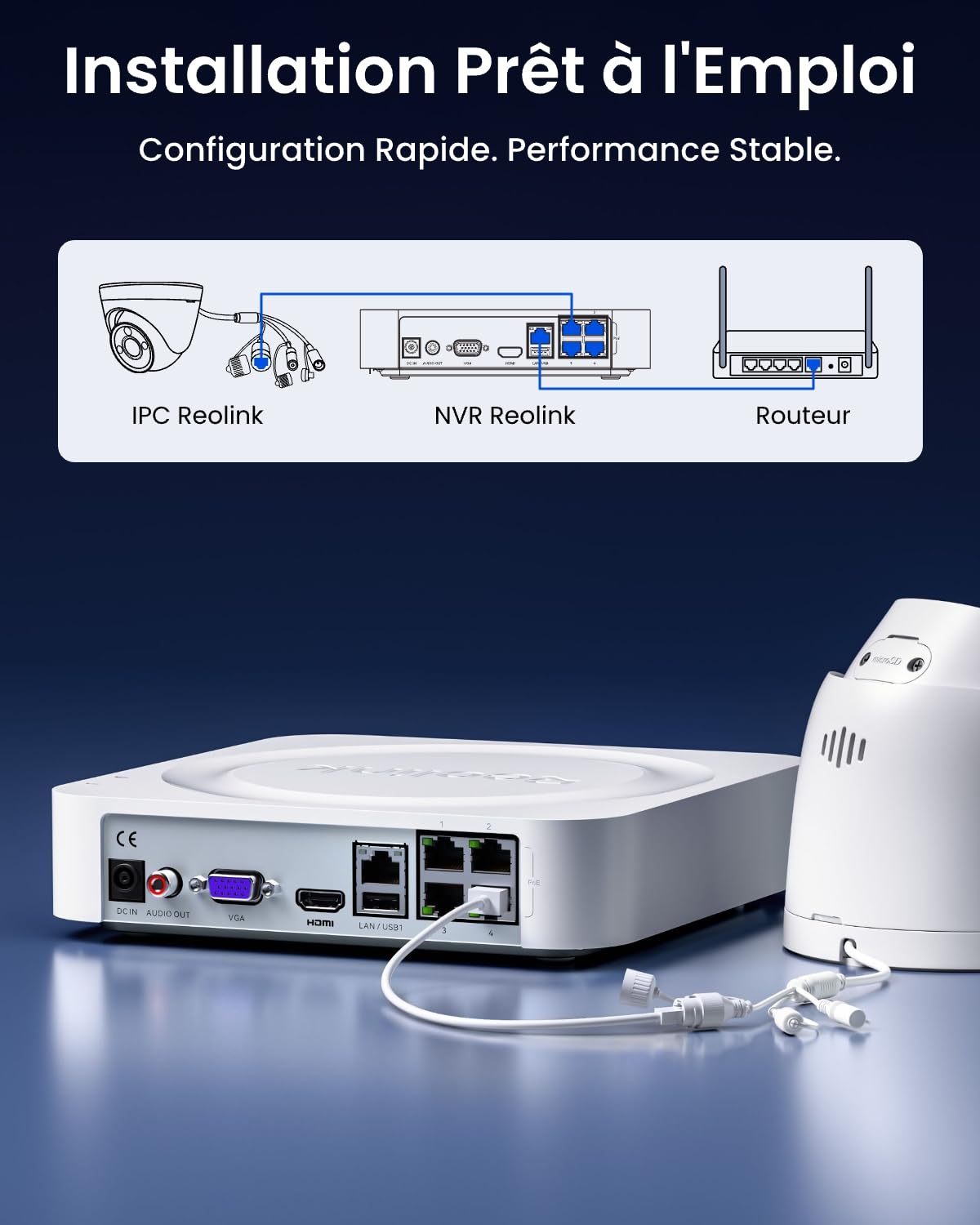Reolink 4CN PoE NVR Enregistreur Vidéo pour Système de Sécurité, RLN4E | Enregistrement Continu 24/7, Stockage Local Jusqu'à 8To (Disque Dur Non Inclus), Jusqu'à 16Mpx