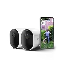 Arlo Pro 5 Telecamera WiFi Esterno Senza Fili, Telecamera WiFi Interno, 2K HDR, Sirena Allarme Casa, Sensore Di Movimento, Visione Notturna Colori, Prova Inclusa Secure, 2 Telecamere, Bianche